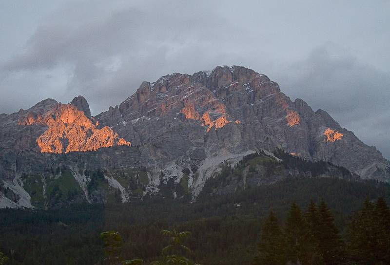 View out the window while we are having our dinner at the Corona Hotel.<br />July 30, 2011 - Back in Cortina d' Ampezzo, Italy.