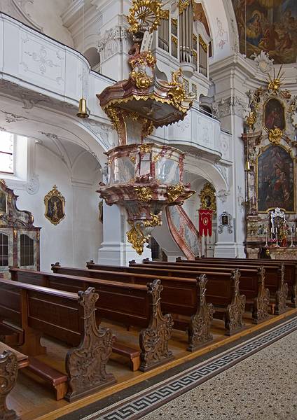 Roman Catholic minster church of the Blessed Virgin Mary or Lindau Abbey.<br />August 2, 2011 - Lindau, Bavaria, Germany.