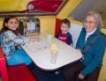 Miranda, Matthew and Joyce relaxing in the 50s style diner.<br />Jan. 28, 2012 - At the Discovery Museums in Acton, Massachusetts.