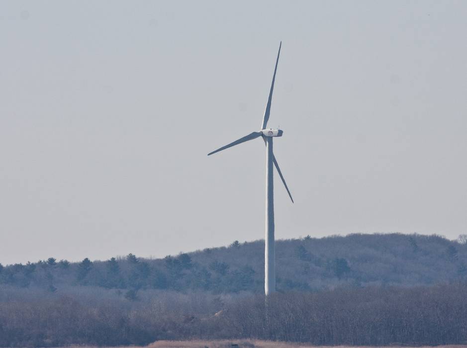 New wind turbine in Ipswich.<br />Feb. 10, 2012 - Parker River National Wildlife Refuge, Plum Island, Massachusetts.