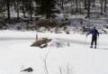 John H. inspecting a beaver lodge.<br />Along the Brown Ash Swamp Bike Trail.<br />Feb. 19, 2012 - Waterville Valley, New Hampshire.