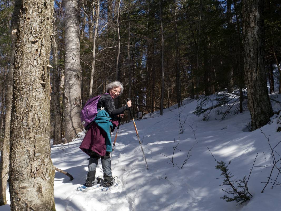 Joyce close to the Scaur.<br />Hike from the Depot to the Scaur via Livermore, Kettles, and Scaur trails.<br />March 11, 2012 - Waterville Valley, New Hampshire.