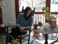 Gisela with belated birthday cake.<br />March 17, 2012 - At  Ronnie and Baiba's in Baltomore, Maryland.