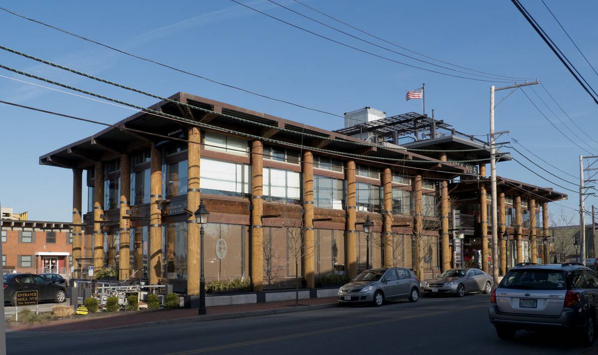 New addition to The Tannery shopping mall on Water Street.<br />March 8, 2012 - Newburyport, Massachusetts.
