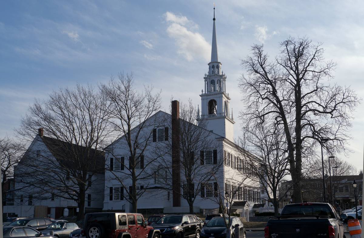 Back of the Unitarian Universalist Church on Pleasant Street.<br />March 8, 2012 - Newburyport, Massachusetts.