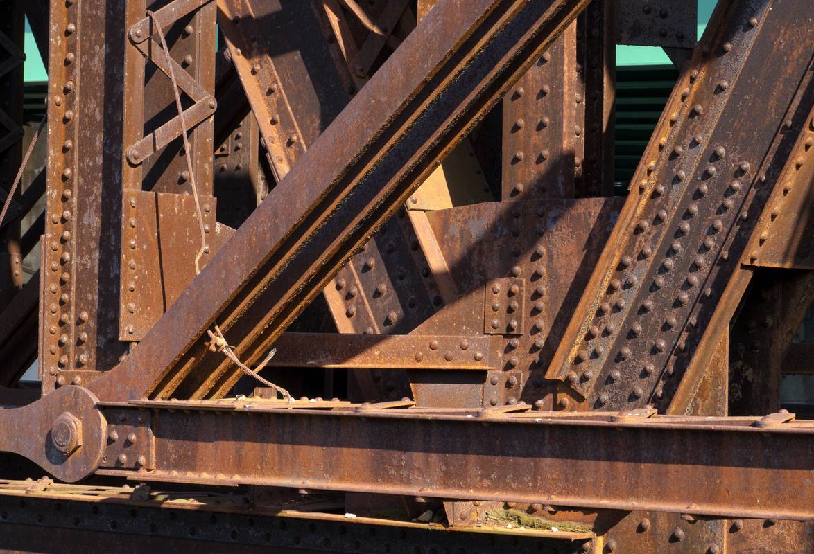 Old railroad bridge over the Merrimack River.<br />March 20, 2012 - Newburyport, Massachusetts.