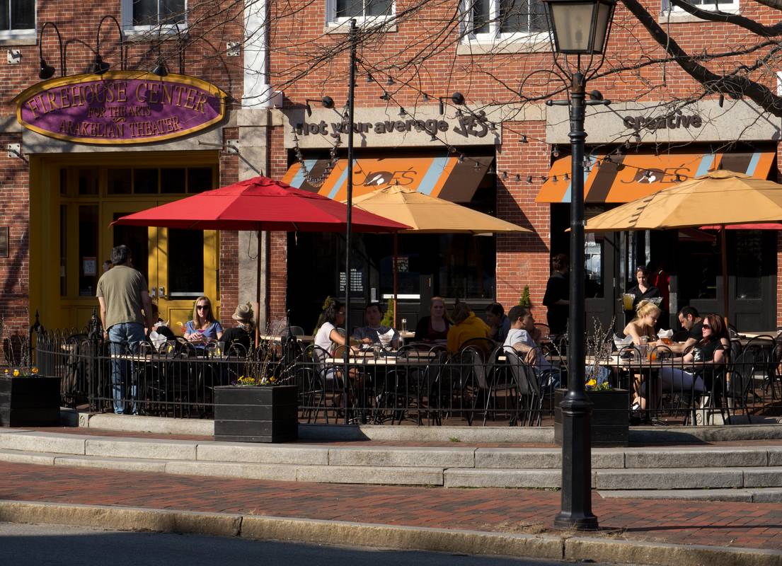 Note people eating outside and it's only March.<br />March 20, 2012 - Newburyport, Massachusetts.