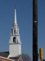 Unitarian Universalist Church and utility pole on Pleasant Street<br />March 20, 2012 - Newburyport, Massachusetts.
