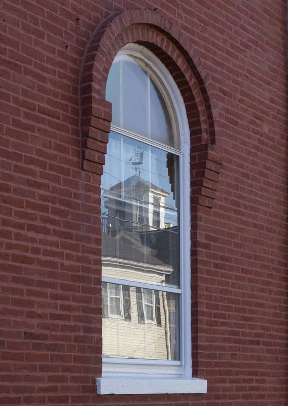 Reflection in window of the Central Congregational Church<br />March 20, 2012 - Newburyport, Massachusetts.