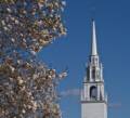 Unitarian Universalist Church steeple on Pleasant Street.<br />March 26, 2012 - Newburyport, Massachusetts.