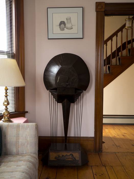 One of Joyce's sculptures and drawings in the front linving room.<br />April 1, 2012 - Merrimac, Massachusetts.