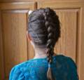 Miranda with Katniss Everdeen hairdo.<br />April 8, 2012 - Easter dinner at Paul and Norma's in Tewksbury, Massachusetts.