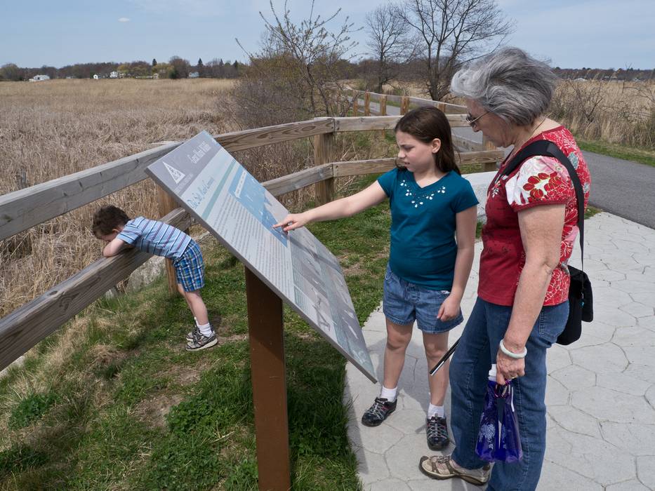 Matthew, Miranda, and Joyce.<br />Along Old Eastern Marsh Trail.<br />April 15, 2012 - Salisbury, Massachusetts.