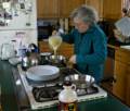 Joyce making crepes, Matthew's and Miranda's favorite breakfast food.<br />April 29, 2012 - Merrimac, Massachusetts.