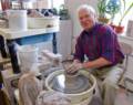 Peter Grams, a friendly and talkative potter.<br />May 5, 2012 - Purple Sage Pottery, Merrimac, Massachusetts.
