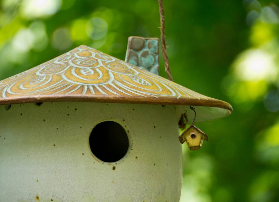 Ceramic birdhouse made by Lisa Mistretta.<br />A wedding anniversary gift to ourselves.<br />May 13, 2012 - Merrimac, Massachusetts.