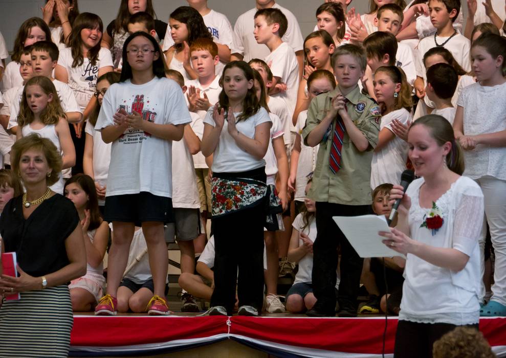 Miranda (and others) on stage.<br />Memorial Day concert at Miranda's and Matthew's school.<br />May 23, 2012 - Henry P Clough School, Mendon, Massachusetts.