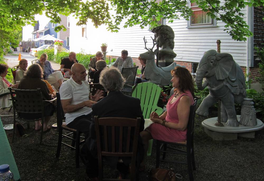 Everyone is enjoying the food and drinks.<br />May 27, 2012 - At Jeff and Lidley's in Newburyport, Massachusetts.