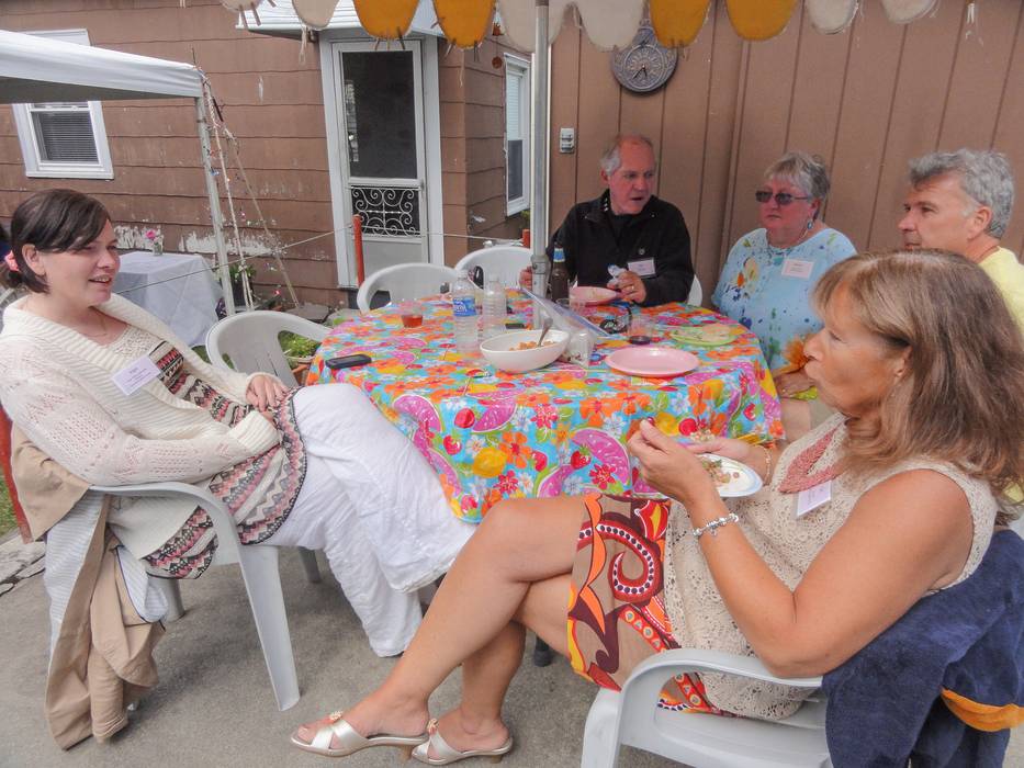 Inga, son Tom, daughter Norma, friend Jim, and Kim.