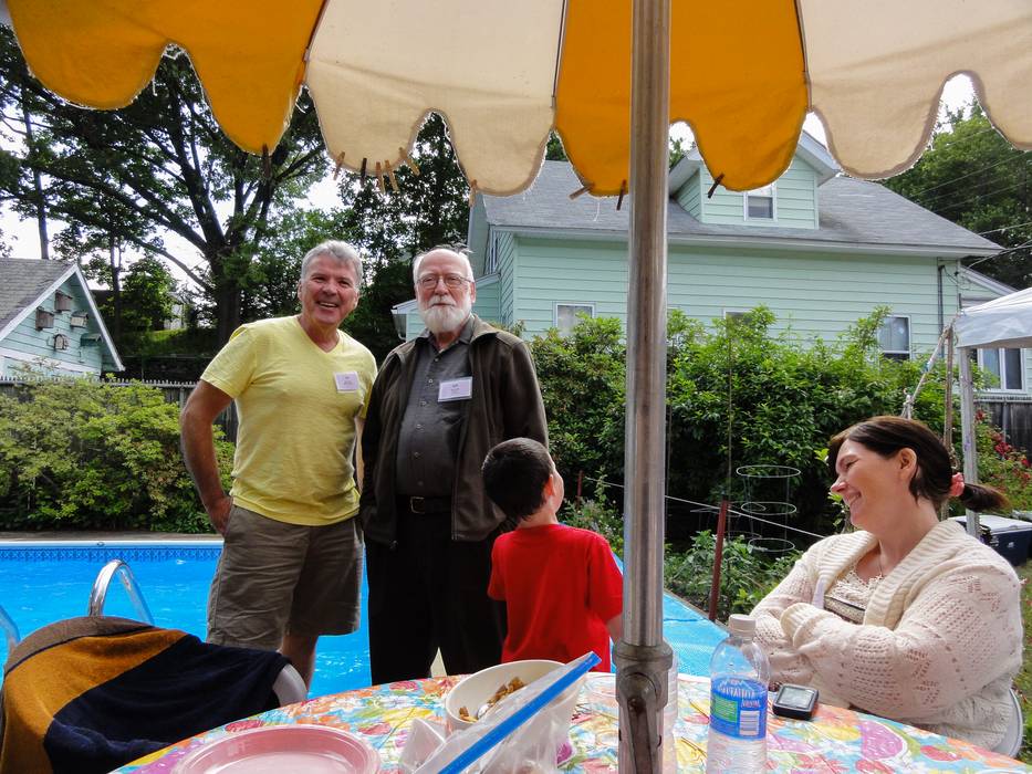 Friend Jim, son-in-law Egils, greatgrandson Markus, and his mother Inga.
