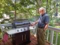 Egils trying out his new gas grill.<br />June 9, 2012 - Merrimac, Massachusetts,