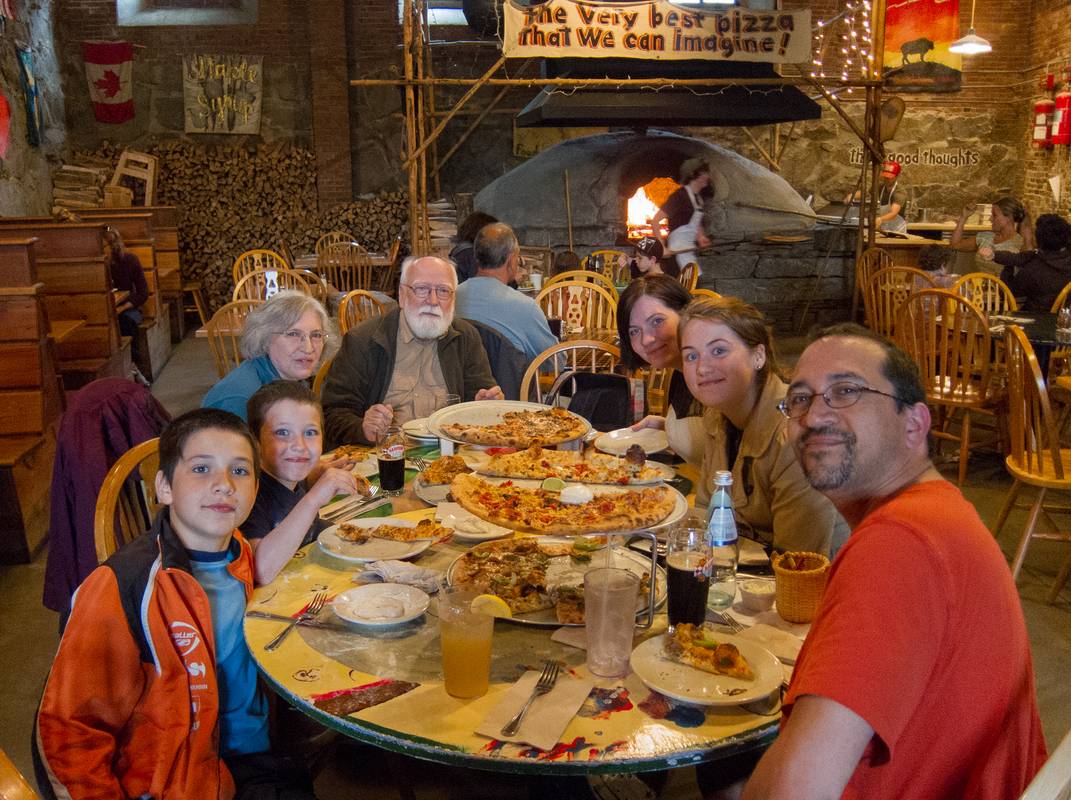 Haveing pizza at The Flatbread Company.<br />Gudjn, Marks, Joyce, Egils, Inga, Dagbjrt, and Eric.<br />June 13, 2012 - Amesbury, Massachusetts.