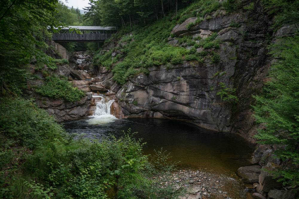 The pool and the bridge.<br />July 26, 2012 - At The Flume in Franconia Notch, New Hampshire.