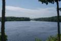 The Merrimack River and the Rocks Village Bridge under repair.<br />July 28, 2012 - Merrimac, Massachusetts.