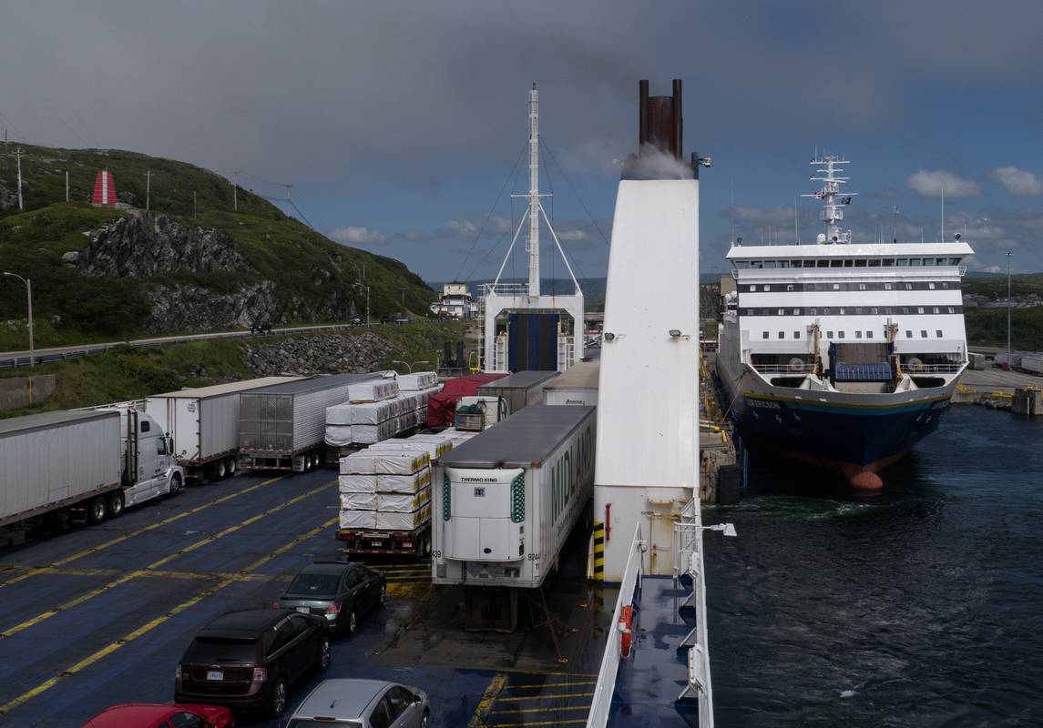 Our ferry about to discharge its contents.<br />July 6, 2012 - Channel-Port aux Basques, Newfoundland, Canada.