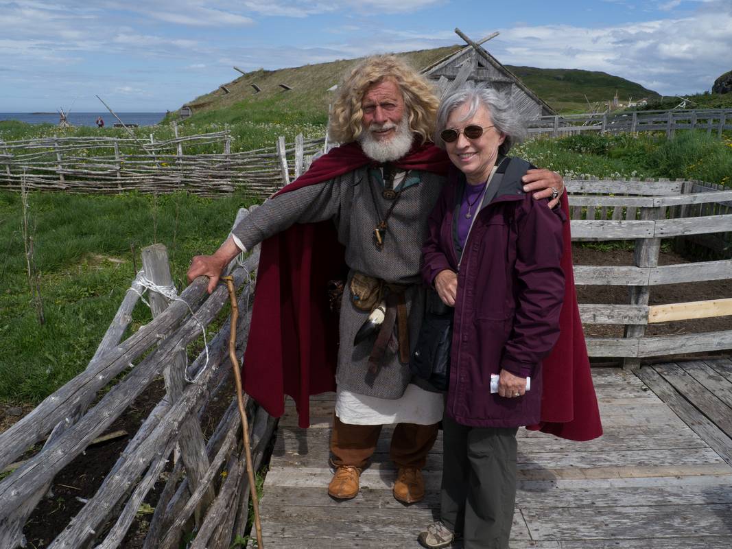The local skald and Joyce.<br />July 9, 2012 - Norstead Viking Village, L'Anse aux Meadows, Newfoundland, Canada.