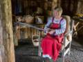 Demo of tablet weaving.<br />July 9, 2012 - Norstead Viking Village, L'Anse aux Meadows, Newfoundland, Canada.