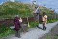 Joyce and two settlement locals.<br />July 11, 2012 - L'Anse aux Meadows National Historic Site, Newfoundland, Canada.