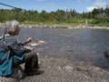 Joyce contemplating the crossing of the brook.<br />July 13, 2012 - Western Brook Pond area, Gros Morne National Park, Newfoundland, Canada.