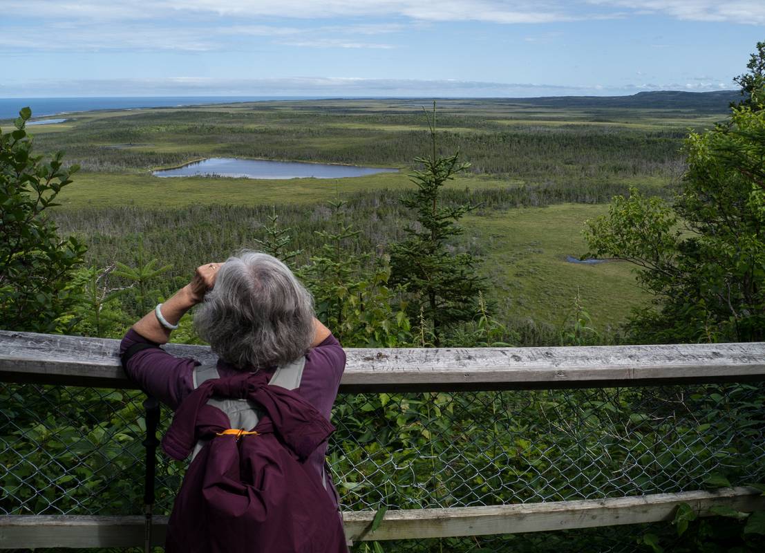 Joyce atop Berry Hill.<br />July 14, 2012 - Gros Morne National Park, Newfoundland, Canada.