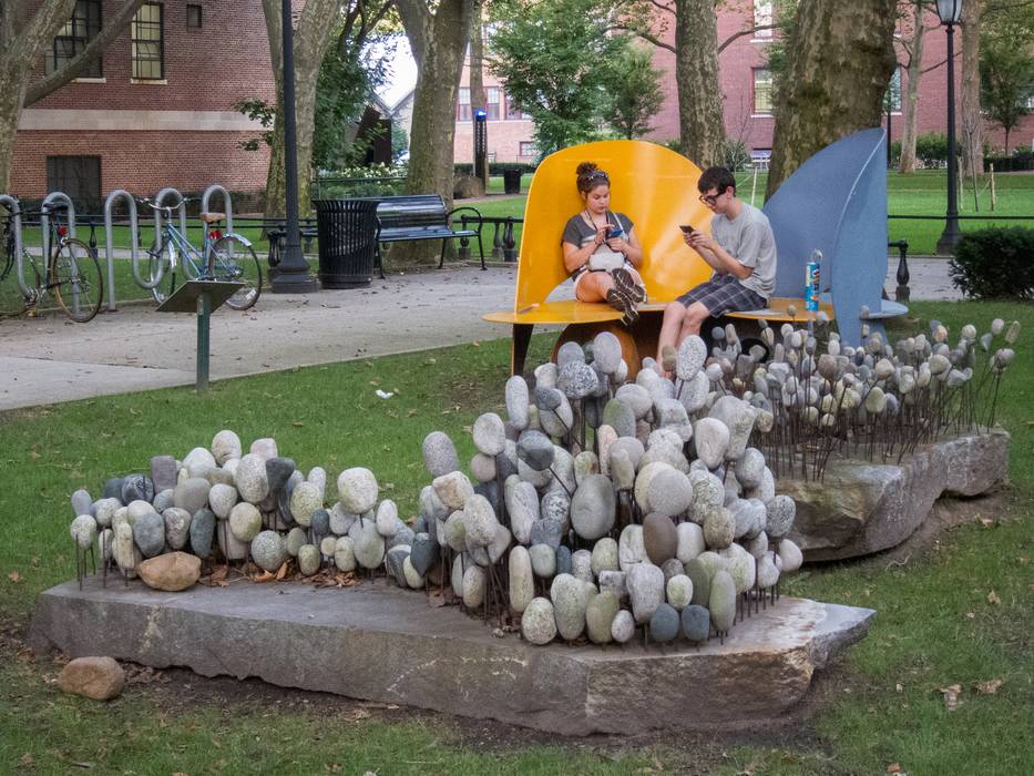 Work by Karl Saliter with stones from Maine.<br />August 2, 2012 - Pratt Institute, Brooklyn, New York.