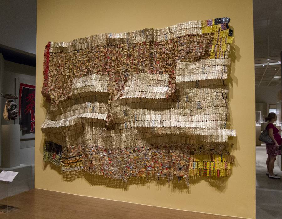 'Between Earth and Heaven' by El Anatsui (b.1943, Ghana).<br />August 3, 2012 - Metropolitan Museum of Art, Manhattan, New York.