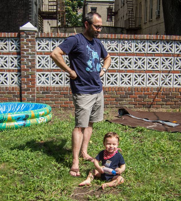 Julian and Edgar.<br />August 4, 2012 - At Julian and Gisela's in Brooklyn, New York.