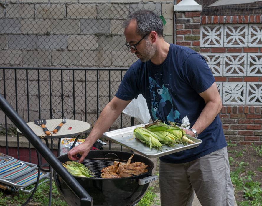Julian cooking up a storm.<br />August 4, 2012 - At Julian and Gisela's in Brooklyn, New York.