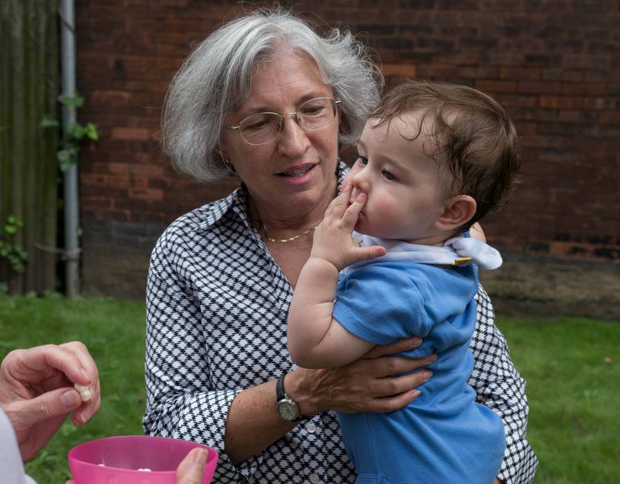Joyce with Edgar.<br />August 4, 2012 - At Julian and Gisela's in Brooklyn, New York.