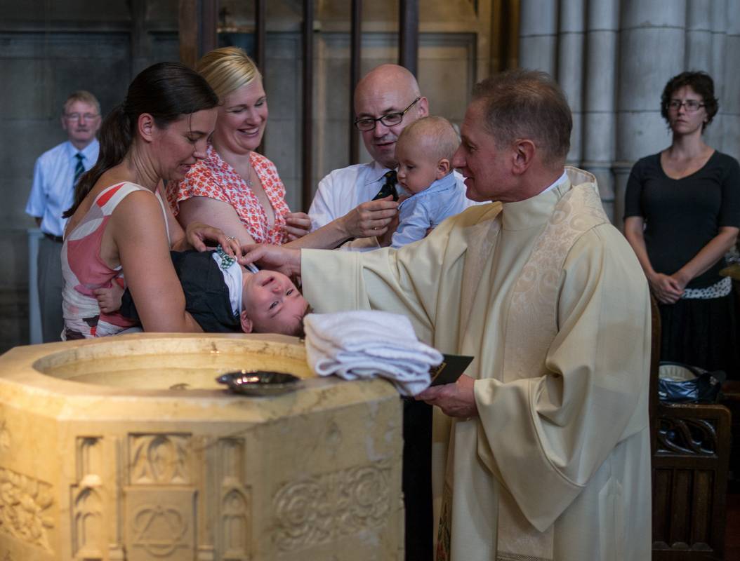 Gisela with Edgar, Cynthia, Jim, with Benjamin and the Reverend Joseph Ceriello.<br />Edgar's and Benjamin's Christening<br />August 5, 2012 - Queen of All Saints Church, Brooklyn, New York.