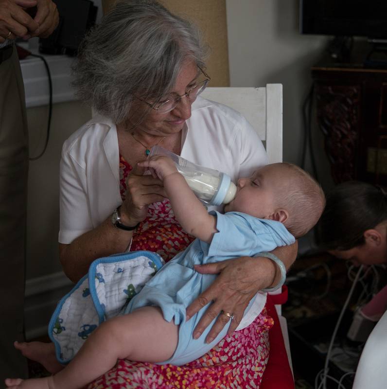 Joyce with Benjamin.<br />Edgar's Christening and first birthday.<br />August 5, 2012 - At Julian and Gisela's in Brooklyn, New York.