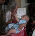 Joyce with Benjamin.<br />Edgar's Christening and first birthday.<br />August 5, 2012 - At Julian and Gisela's in Brooklyn, New York.