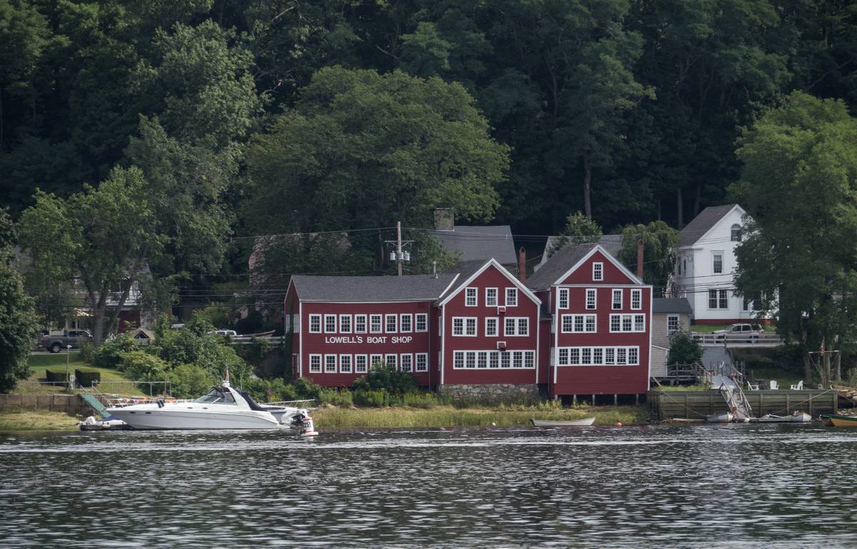 Lowell's Boat Shop across the Merrimack River in Amesbury.<br />Sept. 3, 2012 - Maudslay State Park, Newburyport, Massachusetts.