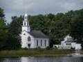 Union Congregational Church in Amesbury across the Merrimack River.<br />Sept. 3, 2012 - Maudslay State Park, Newburyport, Massachusetts.