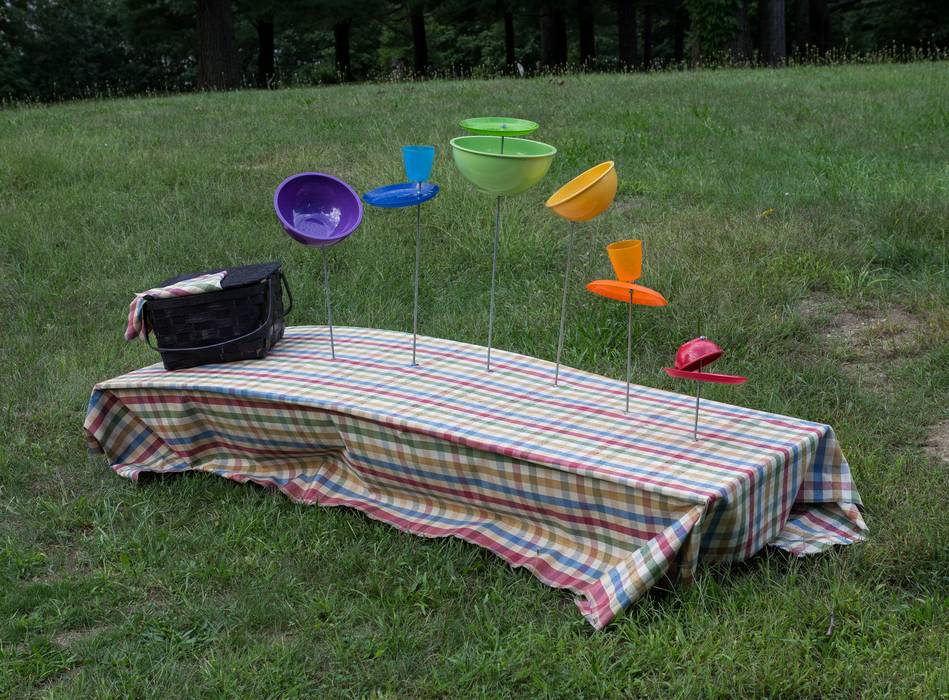 Renee Le Verrier: 'Chakra Picnic'.<br />Outdoor Sculpture at Maudslay.<br />Sept. 8, 2012 - Maudslay State Park, Newburyport, Massachusetts.