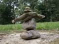 Elena Jespersen: 'Rock/A Balancing Act', detail.<br />Outdoor Sculpture at Maudslay.<br />Sept. 8, 2012 - Maudslay State Park, Newburyport, Massachusetts.