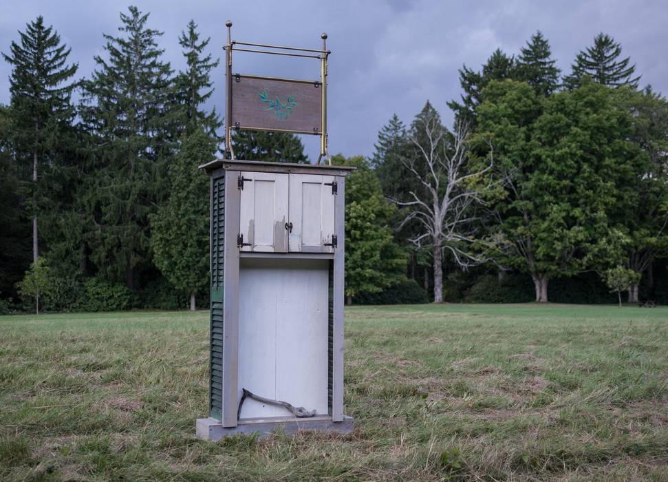 Joyce Audy Zarins: 'Revealed'.<br />Outdoor Sculpture at Maudslay.<br />Sept. 8, 2012 - Maudslay State Park, Newburyport, Massachusetts.