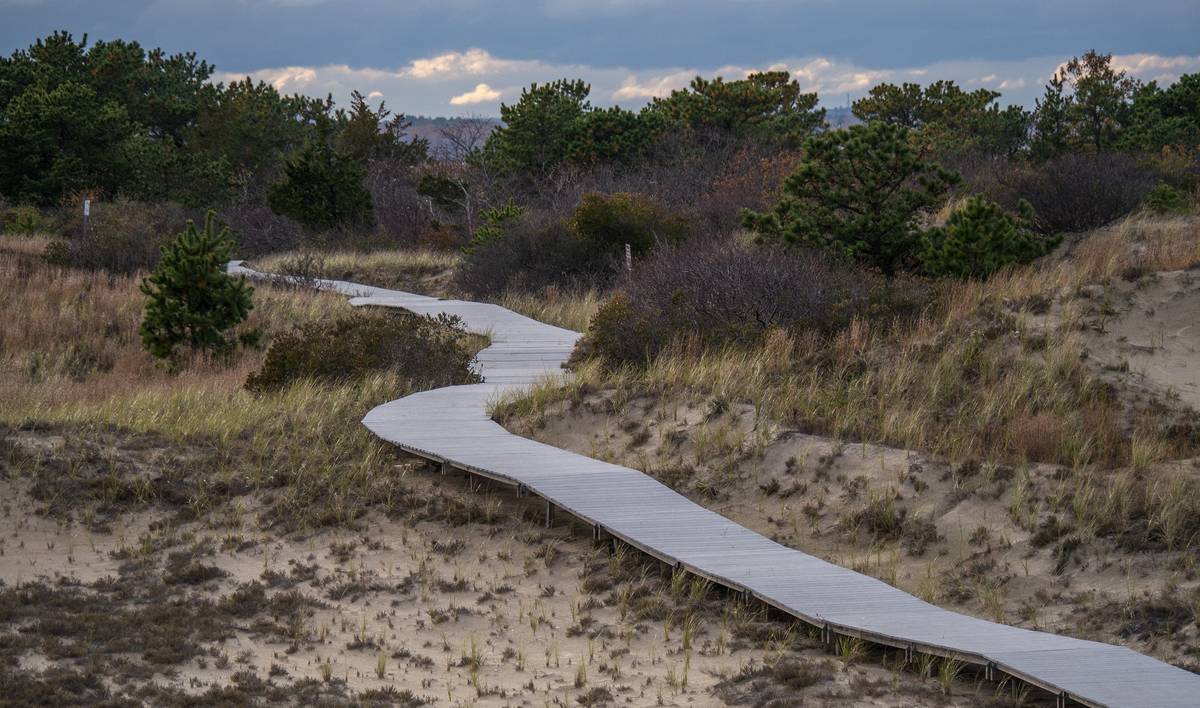 Boardwalk to parking lot # 5.<br />Oct. 31, 2012 - Parker River National Wildlife Refuge, Plum Island, Massachusetts.