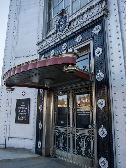 The main entrance.<br />Nov. 17, 2012 - Higgins Armory Museum, Worcester, Massachusetts.
