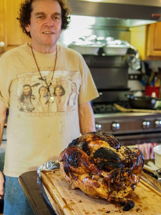 Paul and the turkey.<br />Thanksgiving Day at Paul and Norma's.<br />Nov. 23, 2012 -Tewksbury, Massachusetts.